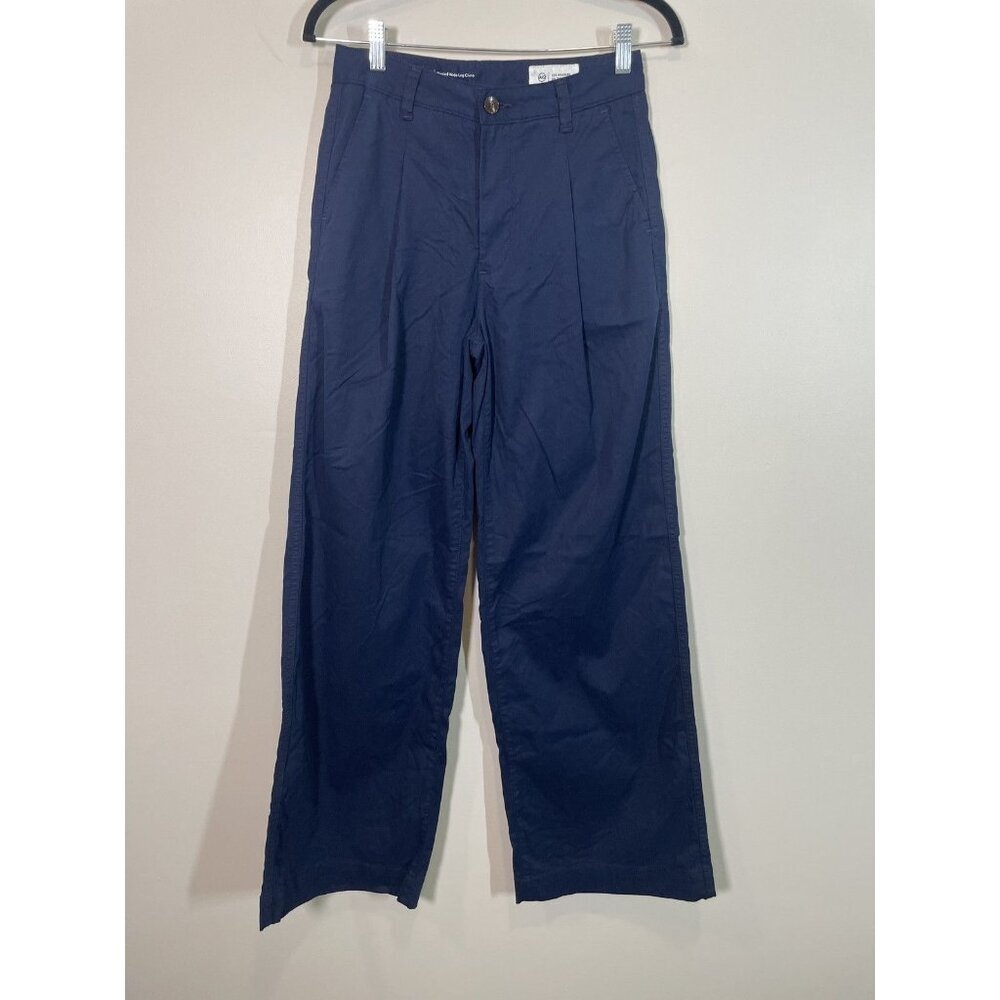 AG‎ Adriano Goldschmied Jules Pleated Wide Leg Chino Pants Size 26 Blue